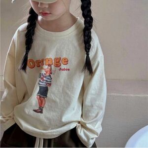 Retro graphic tee 新作 新品 男の子 女の子 100 韓国子供服 カジュアル ロンT シンプル 秋服