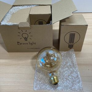 Bravelight エジソン電球 40W E26/E27口金 【G95】 ボール電球 エジソンバルブ レトロ電球 アンティーク照明 電球 調光器対応 4個入(d8)