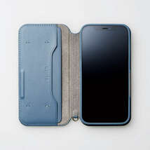 iPhone 13 Pro ケース 手帳型 ソフトレザー エレコム カバー カード ストラップホール マグネット ブルー 磁石付き 267_画像5