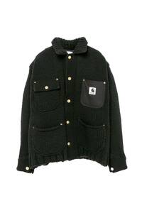 新品未使用sacai×Carhartt WIP Knit Jacket Michigan黒 ニットジャケット カーディガン ブルゾン ブラック サカイ メンズ　JACKET