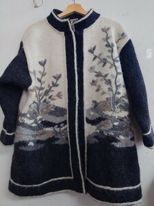 シロゴイノ マケドニア製 ウール100% ハンドニット 刺繍コート M〜L 送料無料！