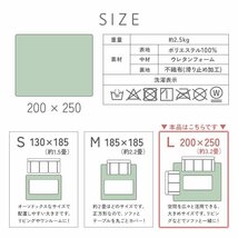 ラグ カーペット 洗える 3畳 200×250 オールシーズン 抗菌 防ダニ ラグマット 滑り止め付 ホットカーペット 床暖房対応 グレー_画像9