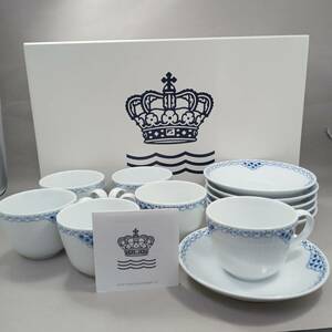 ■ロイヤル コペンハーゲン Royal Copenhagen プリンセス ブルー カップ ＆ ソーサー 6客 セット■ys26007