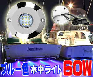 ６０Ｗ　ＬＥＤ水中ライト　ブルー　マリンライト　ＣＲＥＥ　5Ｗ球ｘ12個　ＤＣ12Ｖ24Ｖ兼用　sus316　完全防水　船　ボート　池　庭園