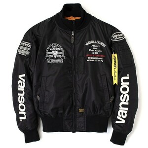 バンソン XLサイズ VS23108W MA-1ジャケット ブラック/アイボリー XL VANSON MA-1 JACKET (2023-24秋冬モデル)