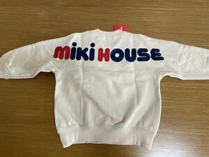 新品タグ付き ミキハウス MIKIHOUSE バックロゴトレーナー 白 アイボリー 90サイズ ホワイト 定価10000円程度 女の子男の子