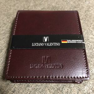 処分 新品 LUCIANO VALENTINO 二つ折り財布 LUV-8002 赤茶系 コインケース 小銭入れ 