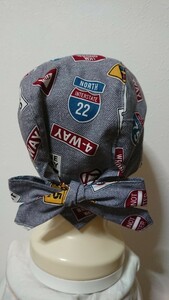  short * bandana cap * hand made road sign gray 