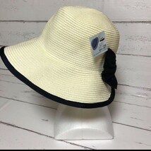 C9 新品 タグ付き 麦わら帽子 ハット リボン ホワイト 白 帽子 オシャレ ファッション雑貨 小物_画像3