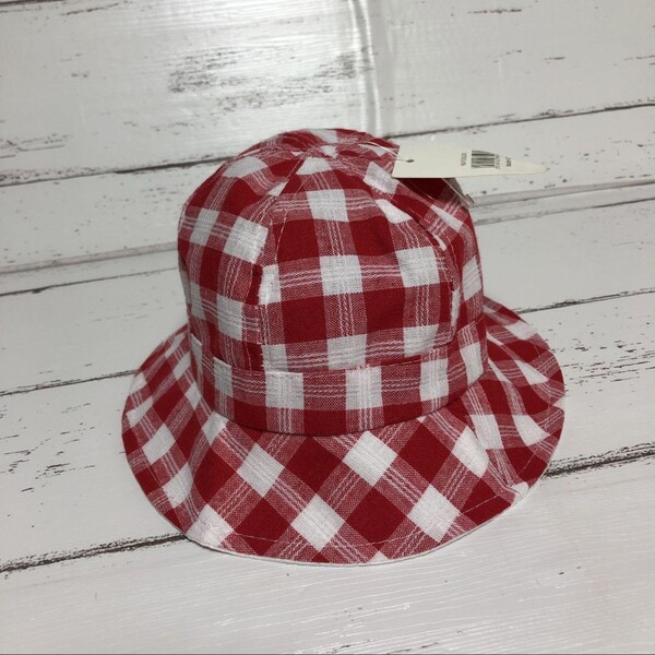 C16 新品 タグ付き 帽子 キッズ 子供 レッド 赤 チェック ファッション雑貨 小物 ハット
