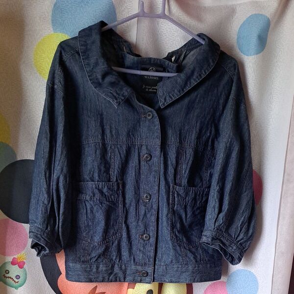 w closet ダブルクローゼット レースアップデニムジャケット 後ろリボン可愛い