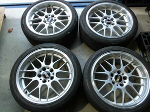 T【タ3-51】【4箱】★BMW用 BBS RG-R 鍛造 深リム 18インチアルミ 4本セット/ホイール/※傷 汚れ タイヤヒビ有り他