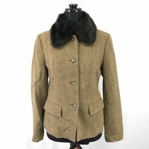  Comme Ca /COMME CA ×3* attaching and detaching fur /100% wool jacket [9/ lady's M/ tea /brown] short coat /Jackets*BH261