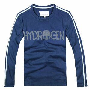 美品◆【格好良く】メンズTシャツHYDROGENハイドロゲン長袖トップスネイビーM