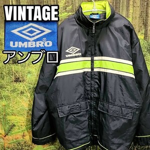 90s 90年代 VINTAGE アンブロ UMBRO 中綿 ナイロンジャケット EURO 青タグ ビンテージ ヴィンテージ 肉厚 防寒 ジャンパー 刺繍ロゴ