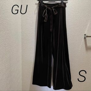 GU ベロア ワイドパンツ　S　ブラウン