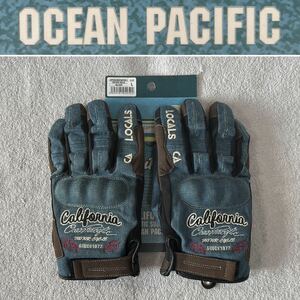SALE Ocean Pacific OPVG-2002W DENIM BLUE Lサイズ OP オーシャンパシフィック 防水ライディンググローブ バイク スマホ対応 A41116-12