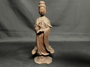 仏教美術 木製 時代仏像 観音 ※手に補修あります☆同梱可能☆まとめ買い歓迎☆J31