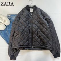 ZARA 秋冬大人お洒落　キルティング ブラックジャケット　ボンバージャンパー　中綿入り　サイズM ザラ♪_画像1