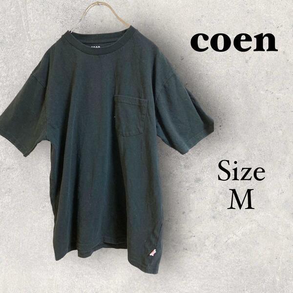 39a912 コーエン　coen メンズ[M] 半袖Tシャツ　黒　綿100％