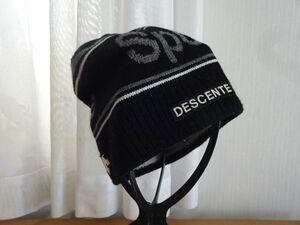 G DESCENTE H メンズ・ボーイズ　黒色帽子　ニット帽　サイズ５７cm〜５９cm　キャップ　帽子　日本製　スタイルハット