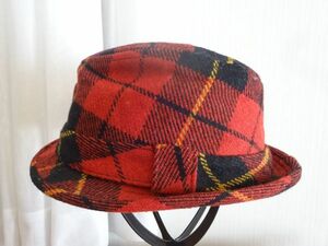 ◎ NEW YORK HAT CO. ◎ メンズ・紳士　赤色チェック柄　サイズ５７cm〜５９cm　キャップ　帽子　中折れハット