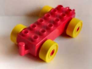 レゴデュプロ 車 四輪 連結車赤、赤×黄色 パーツ 特殊ブロック