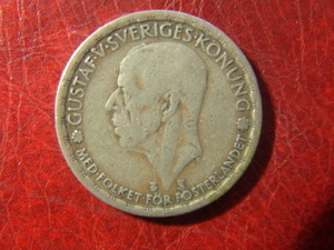 スウェーデン　1クローナ銀貨　１９４７年
