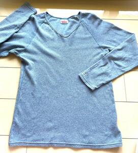 *HOLLYWOOD RANCH MARKET Hollywood lunch stretch f rice V neck cut and sewn light blue *BLUEBLUE....