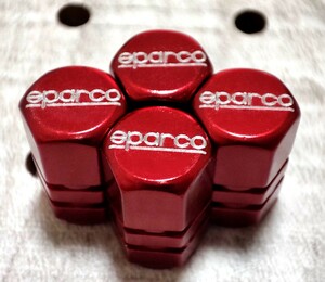 SPARCO エアーバルブキャップ(大) 4P【レッド】スパルコレーシング タイヤ エアバルブキャップ ホイール カスタム ドレスアップパーツ