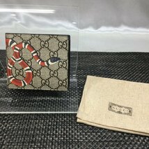 【状態良好/インボイス登録店/TO】GUCCI グッチ GGスプリーム 二つ折り 財布 451266 PVC スネーク 蛇柄 レディース＆メンズ　MZ1002/015_画像1