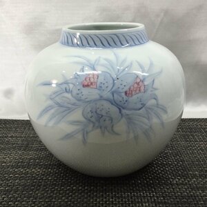 【保管品/インボイス登録店/CH】琥山窯 花器 花瓶 花びん 花生 陶器 磁器 華道 道具 生花 20㎝ インテリア RS1019/0000