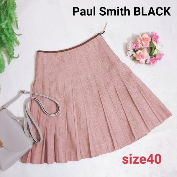 Paul Smith BLACK リネン混 フレアスカート膝上ピンク系 表記サイズ40 L 80516