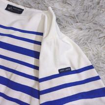 フランス製 SAINT JAMES マリン風 ボーダー柄 バスクシャツ 表記サイズXS 白&青82103_画像5