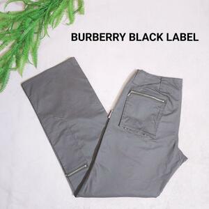 BURBERRY BLACK LABEL 変形デザイン カーゴパンツ Mサイズ相当 緑が弱めのオリーブグリーン バーバリー 部分ノバチェック80536