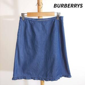 BURBERRYS 裾フリル・デニム風スカート膝上ネイビー 表記サイズ160A バーバリーズ66600
