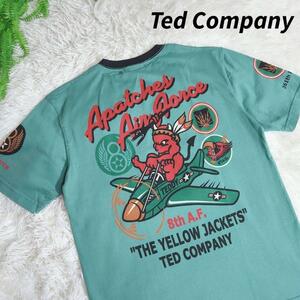 Ted Company 鬼デビル・リンガーネック・両面プリントTシャツ 緑&黒 Mサイズ相当 Y2K 67948