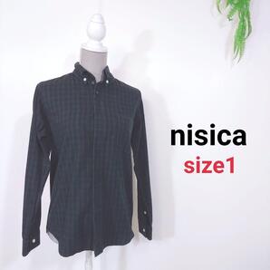 nisica ブリティッシュ・ブラックウォッチ風チェック柄 シャツ 長袖 表記サイズ1 S 9574