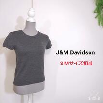 J&M Davidson ウール100% 半袖ニット 背面ボタン ダークグレー S.Mサイズ相当 79951_画像1