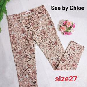 See by Chloe total pattern leaf pattern color Denim cotton 100% declared size 27 M.L corresponding botanikaru80287