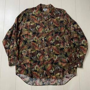 Lall 90s オープンカラーシャツ レーヨンシャツ 総柄 長袖シャツ 柄シャツ 90年代 日本製 ジャパンヴィンテージ