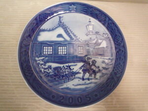 ロイヤルコペンハーゲン イヤープレート 2005 ROYAL COPENHAGEN Hans Christian Andersen House プレート 18cm ブルー 皿 