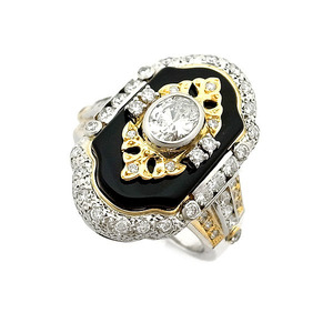[Midoriya Karinya] Бутик Nobuko Ishikawa Boutique Diamond Onyx Ring Pt900/K18YG [Используется]