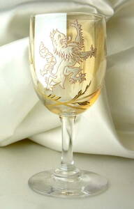 稀少 19世紀 OLD BACCARAT オールドバカラ 獅子の紋章 ワイングラス ラスター彩 金彩 図録掲載モデル 上質クリスタル アンティーク