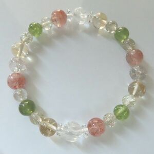  sun Stone, citrine, peridot, smoky quartz, crystal rose carving. bracele 