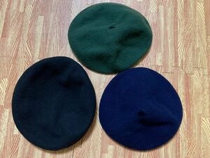 ベレー帽　黒　紺　緑　３点セット　秋　冬　帽子