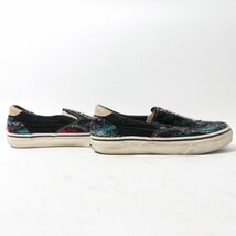 VANS バンズ Prima Visione スリッポン ローカット シューズ 26cm フェルト起毛調 ブラック系 総柄 ストリート スケボー アメカジ メンズ_画像6