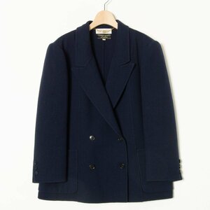 GIANNI MANIGLIA Leilian レリアン ダブルリバージャケット ショートコート アウター ウール100％ レトロ クラシカル 紺 11 イタリア製