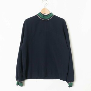 ZARA trf ザラ トラファ ハイネック トップス カットソー ビジュー USA XS ポリエステル100% ネイビー 紺 綺麗め モード カジュアル