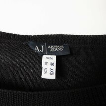 ARMANI JEANS アルマーニ ジーンズ ニットワンピース ミニ丈 長袖 セーター 薄手 USA XXS ウール ブラック 黒 綺麗め カジュアル 秋冬_画像2